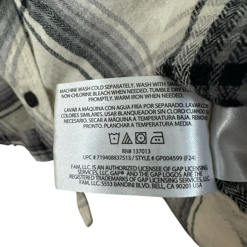 GAP Large Cotton Flannel Shirt Button Up Long Sleeve Plaid Womens READ - Picture 4 of 12